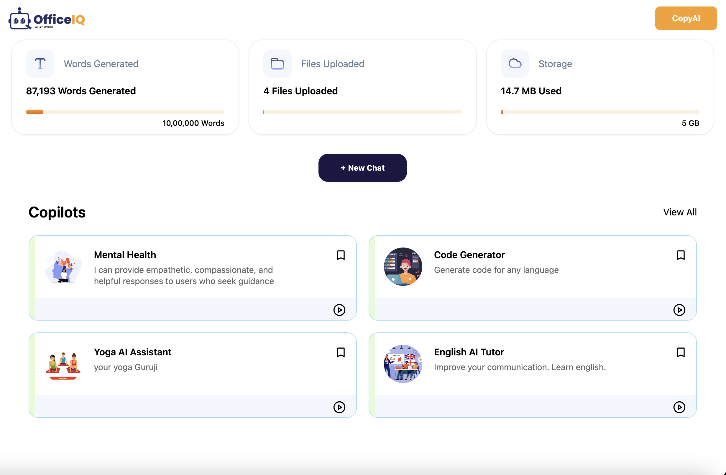 OfficeIQ AI Dashboard showing multiple AI models in one interface